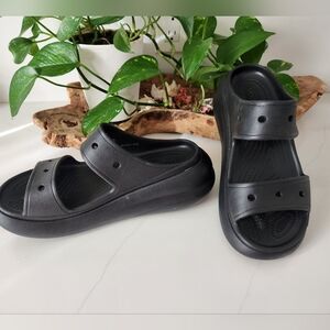 CROCS Classic Crush Sandal Black Slip-On Clogs-size 10